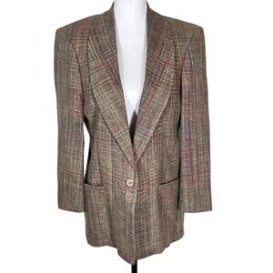Vintage Silk Multi Color Woven Boxy Blazer Size 8 Mark Shale